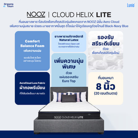 ที่นอนยางพารา 3.5 ฟุต NOOZ CLOUD HELIX LITE เสริมพ็อกเก็ตสปริง หนา 8 นิ้ว_6